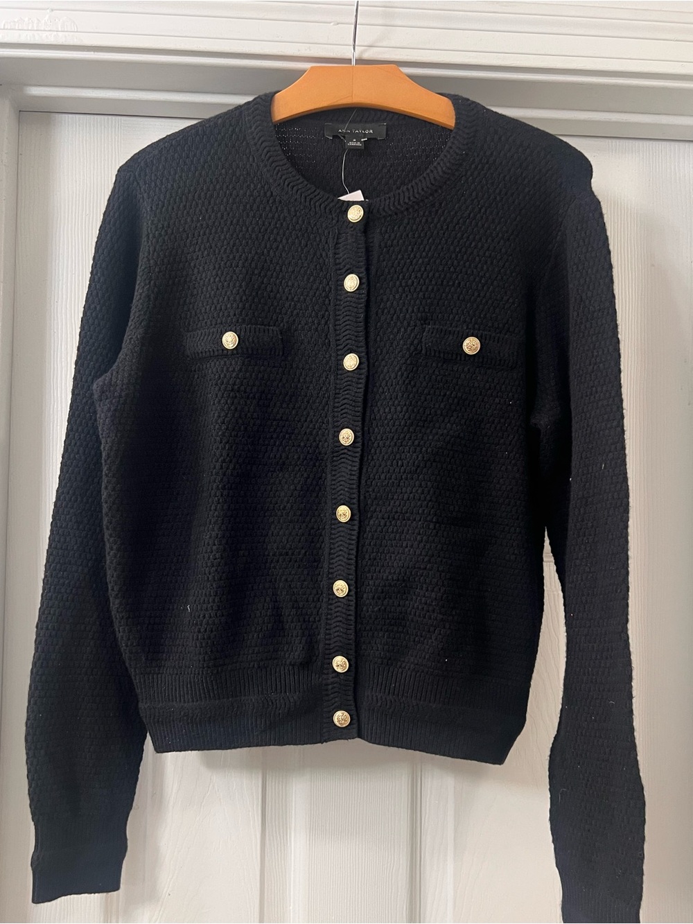 Ann Taylor Classic Black Button-Front Cardigan Sweater Sz Medium 
Casual/Workday